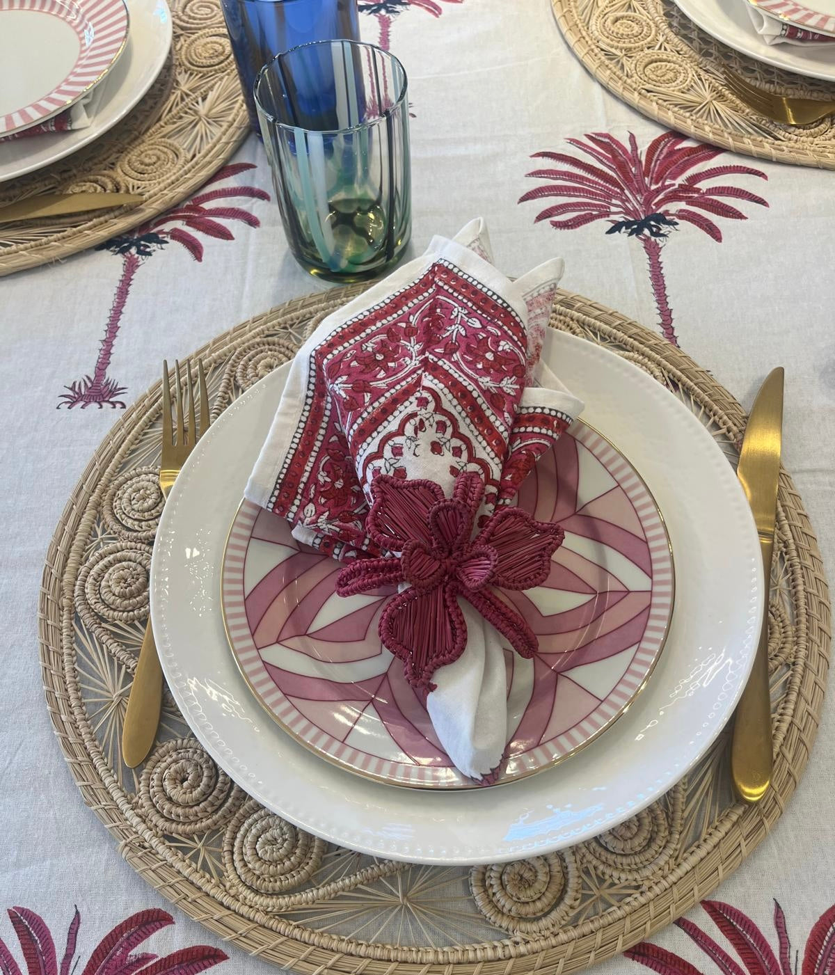 PINK PALM TREE NAPKINS (Set of 6)