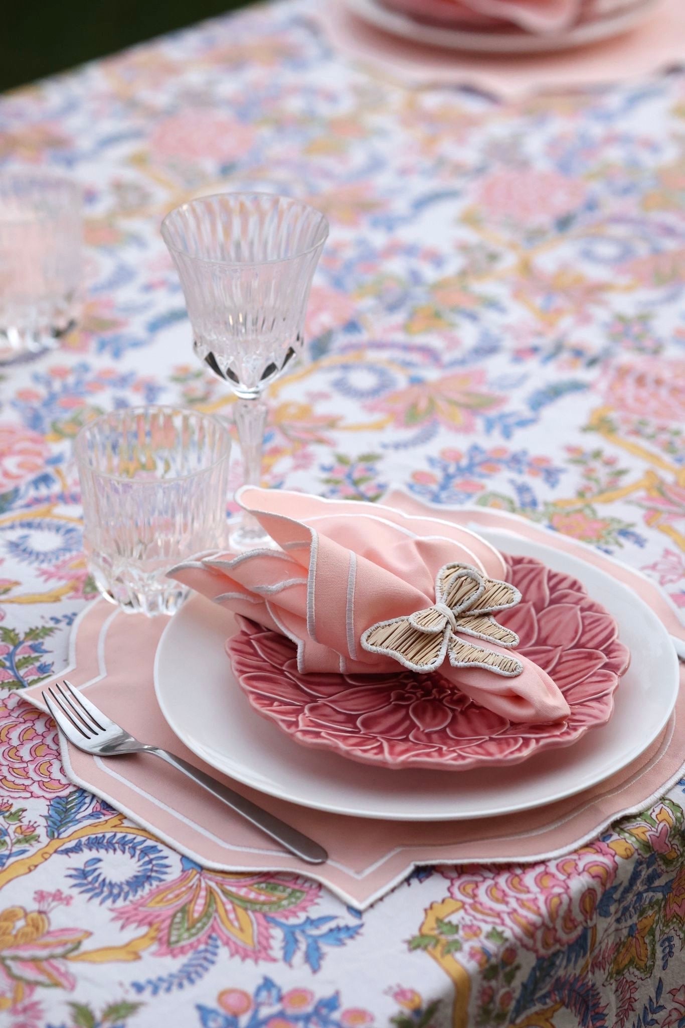 PINK (Set of 6 placemat & 6 Napkins)